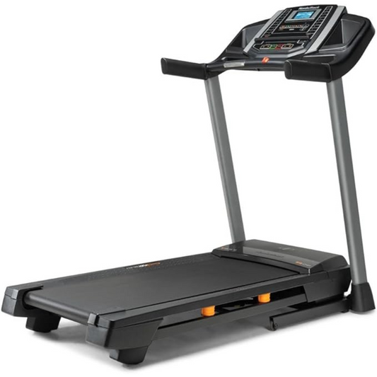 a treadmill with a digital display on top of it